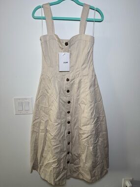 NWT Signature8 Cream Button-Front Midi Sundress